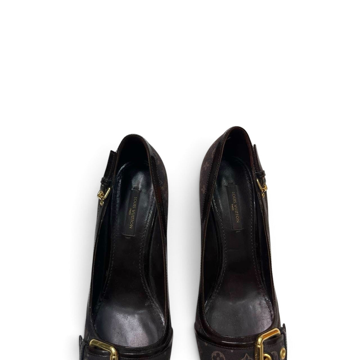 Louis Vuitton Monogram Buckle Pointed-Toe Heels