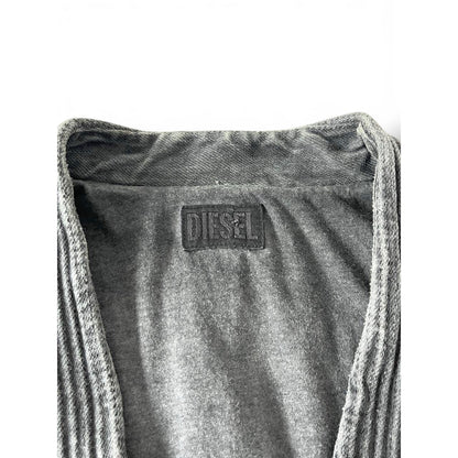Diesel Washed Denim Biker Vest Grey / Black