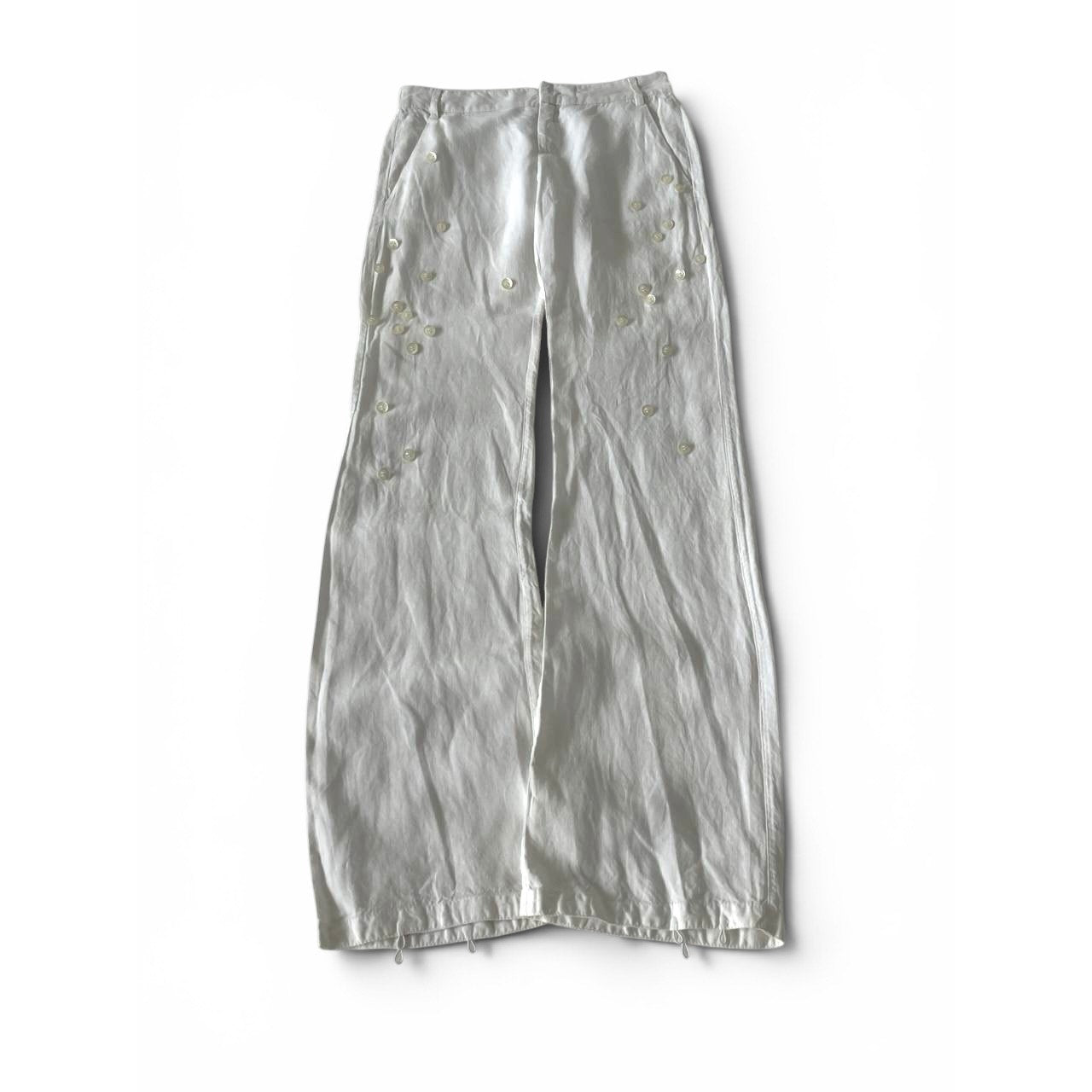Dirk Bikkembergs Linen Button Detail Pants