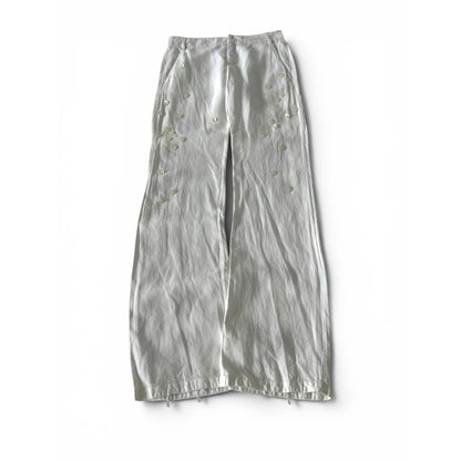 Dirk Bikkembergs Linen Button Detail Pants