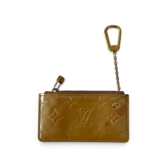 Louis Vuitton Vernis Key Pouch Beige Monogram Pochette Cles Card Holder