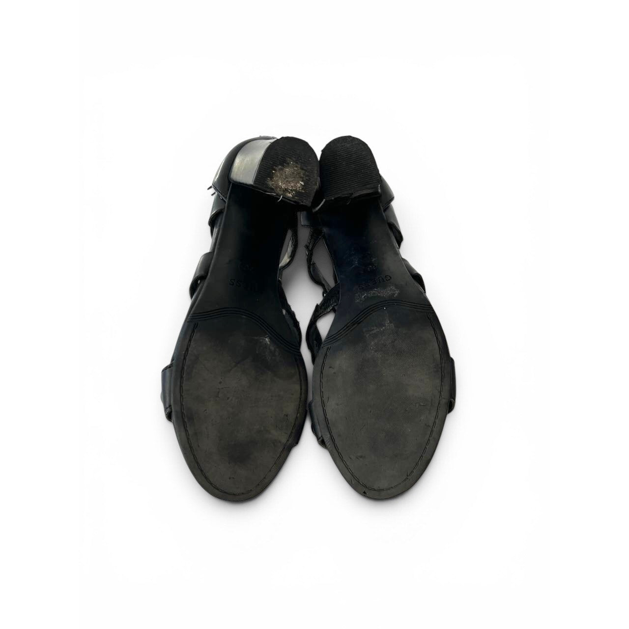 Guess Black Leather Grommet Block Heel Sandals Women’s EU 36 / US 6