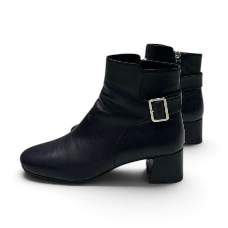Prada Leather Buckle Ankle Boots