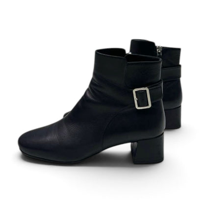 Prada Leather Buckle Ankle Boots