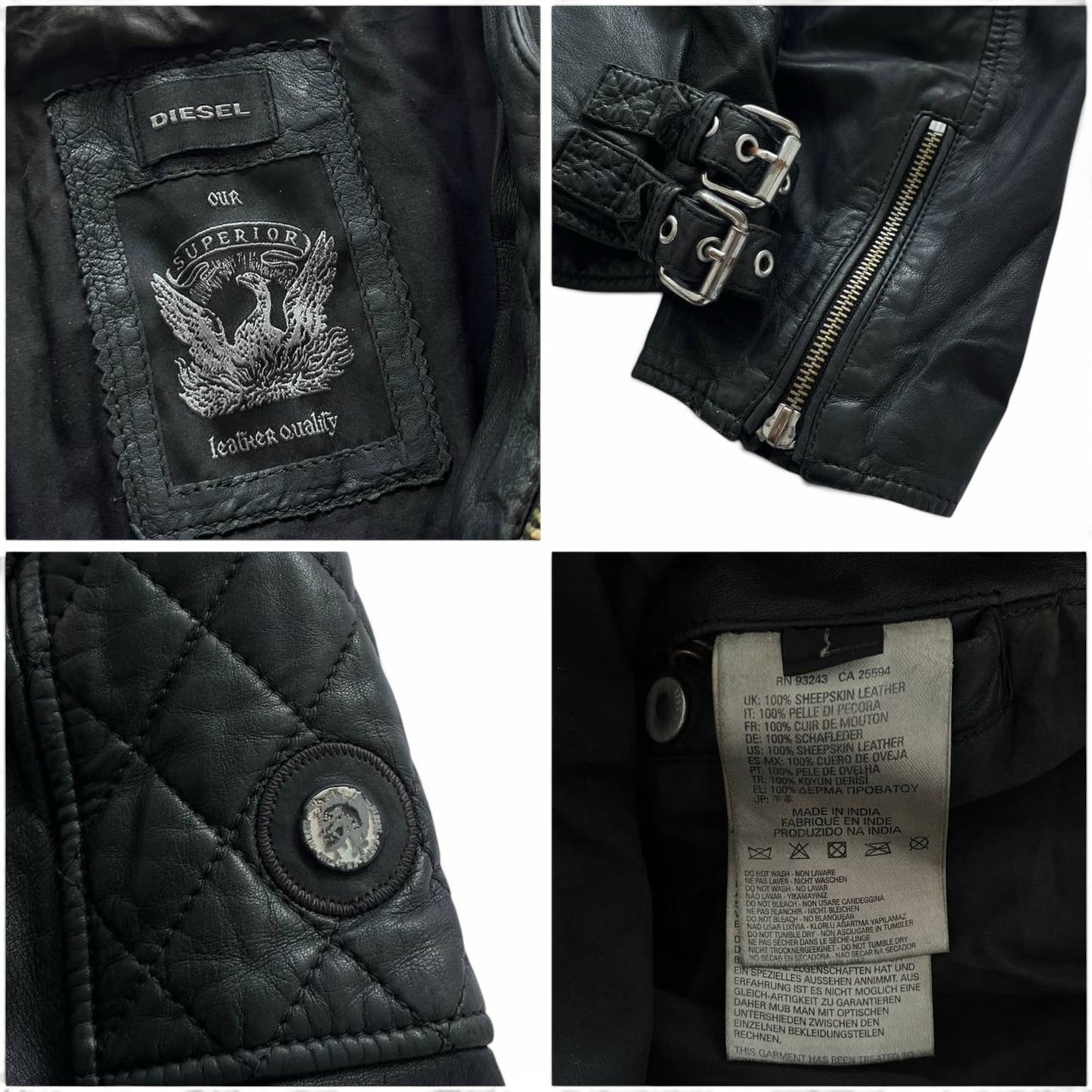 Diesel Leather Biker Jacket Black