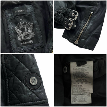 Diesel Leather Biker Jacket Black