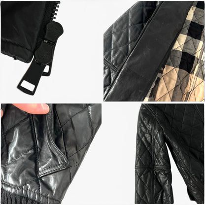 Burberry Black Quilted Leather Bomber Jacket