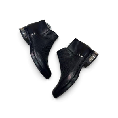 Diesel Black Gold Leather Perforated Ankle Boots