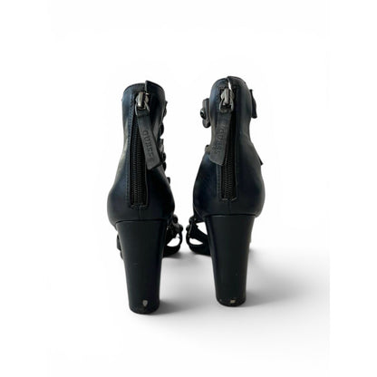 Guess Black Leather Grommet Block Heel Sandals Women’s EU 36 / US 6