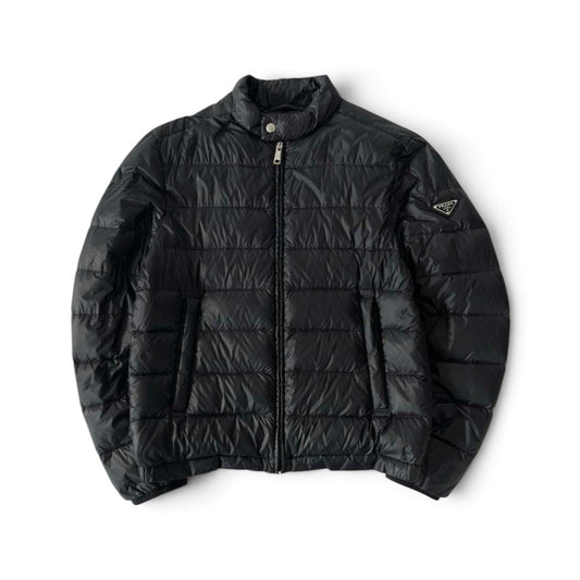 Prada Metall Logo Black Puffer Jacket