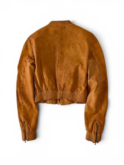 Dolce & Gabbana Leopard Lined Leather Bomber Jacket