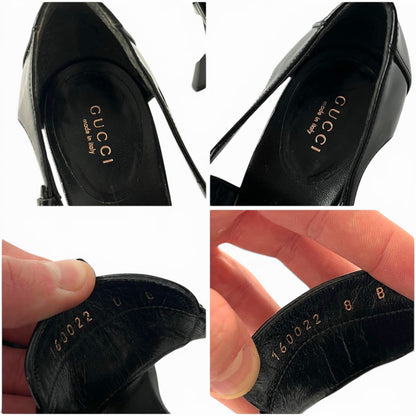 Gucci SS 2008 Black Patent Leather Thong Heels