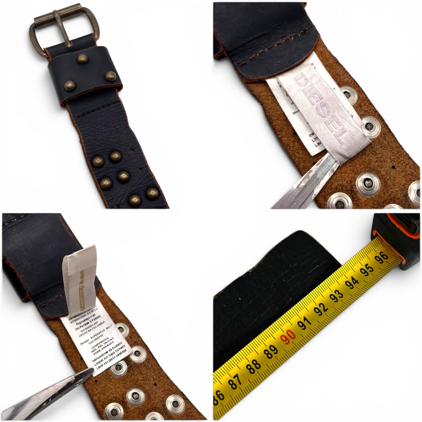 Diesel Superstud Leather Studded Belt Black
