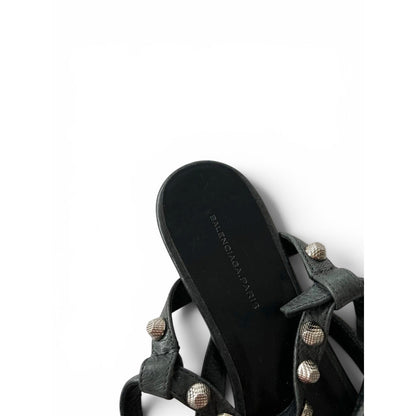 Balenciaga Studded Gladiator Leather Black Sandals