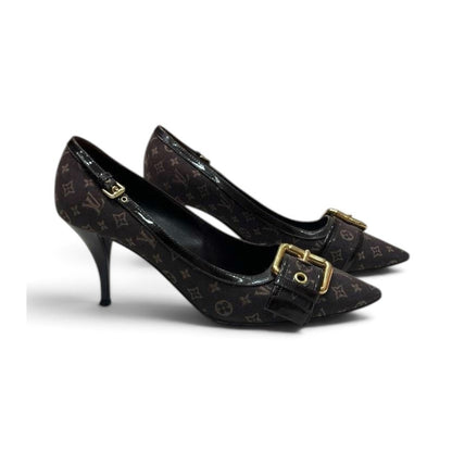 Louis Vuitton Monogram Buckle Pointed-Toe Heels