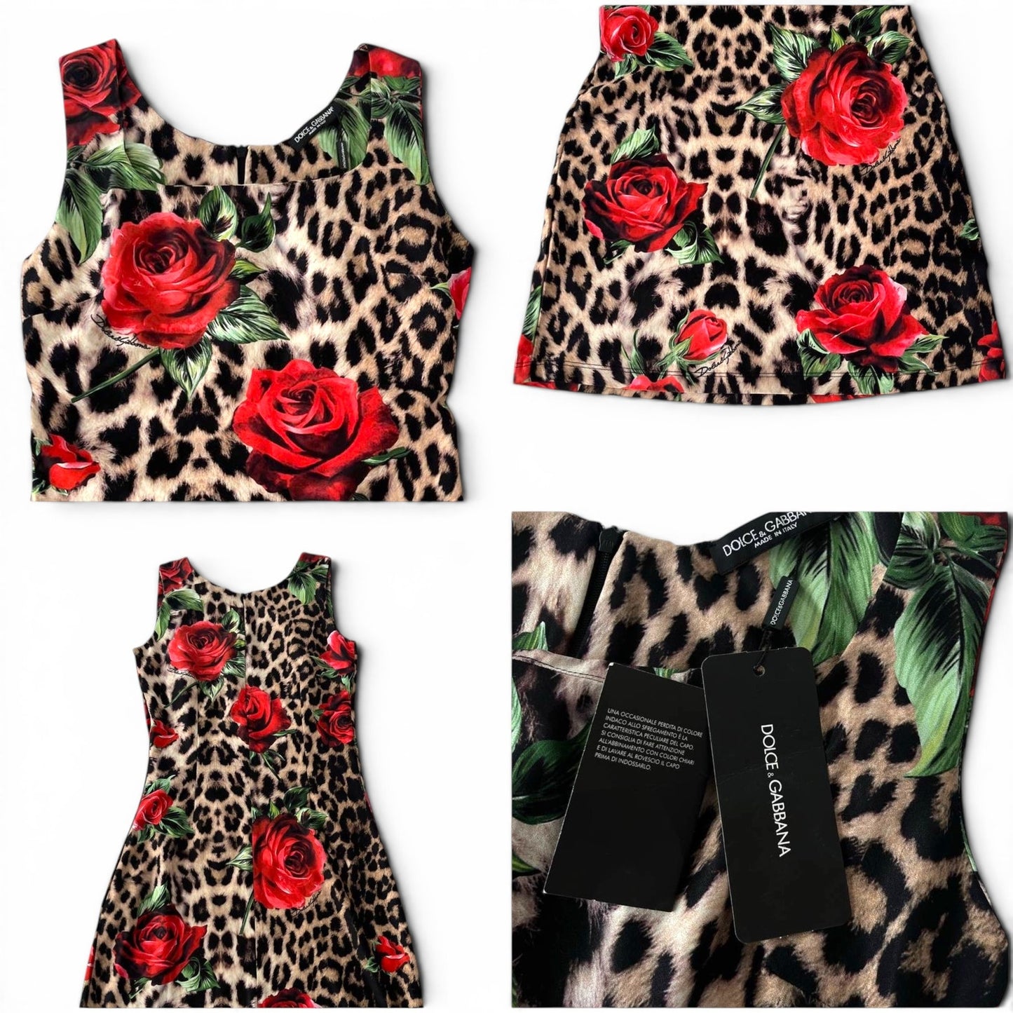 Dolce & Gabbana Rose Leopard Print Dress