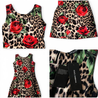 Dolce & Gabbana Rose Leopard Print Dress