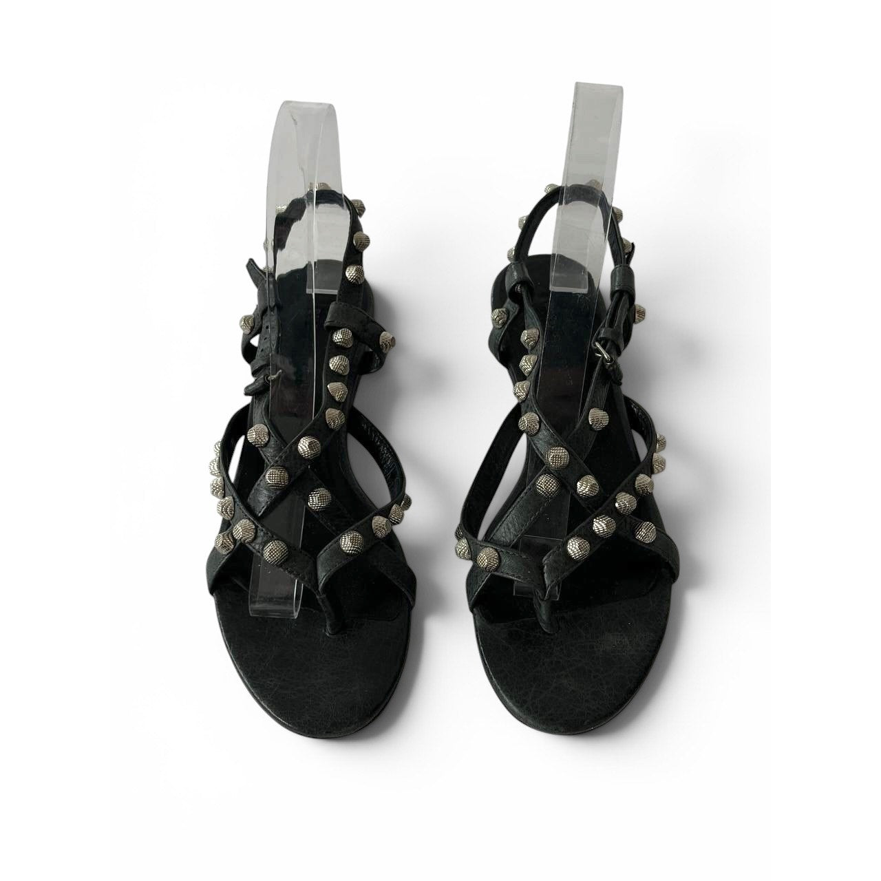 Balenciaga Studded Gladiator Leather Black Sandals