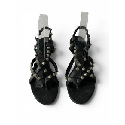 Balenciaga Studded Gladiator Leather Black Sandals