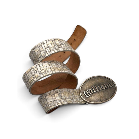 John Galliano Leather Logo Buckle Belt – Made in Italy