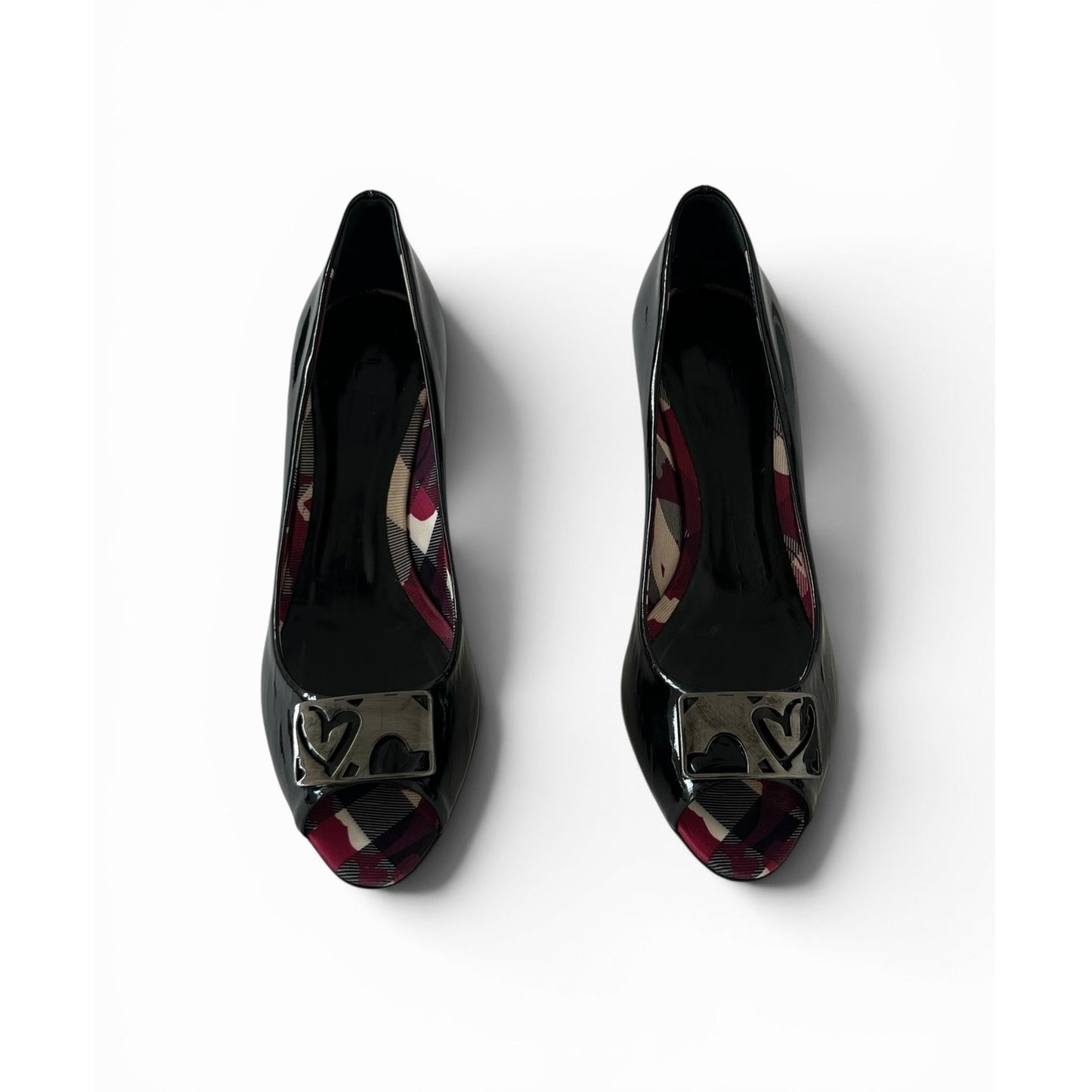 Burberry Leather Peep Toe Heels