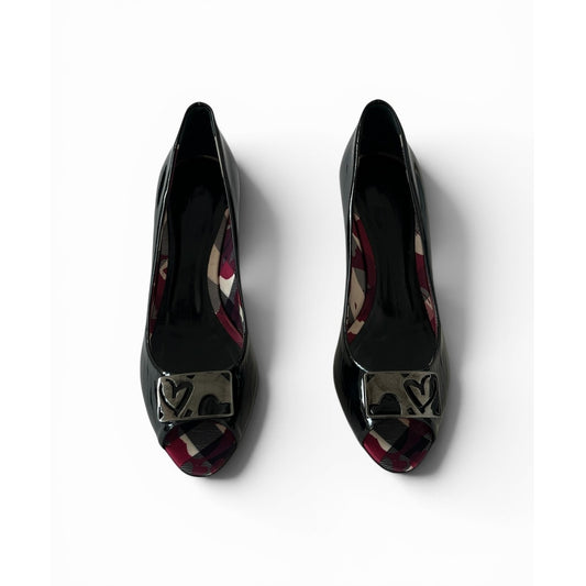 Burberry Leather Peep Toe Heels