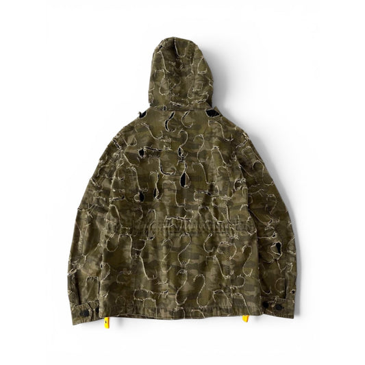 2010 Diesel Khaki Jacket Nylon J-Laser Cut Distressed