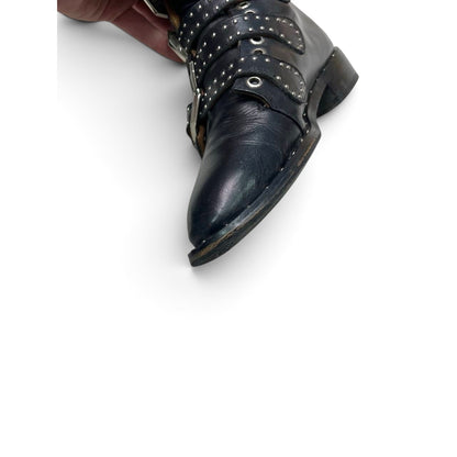 Givenchy Leather Studded Multi-Buckle Ankle Boots