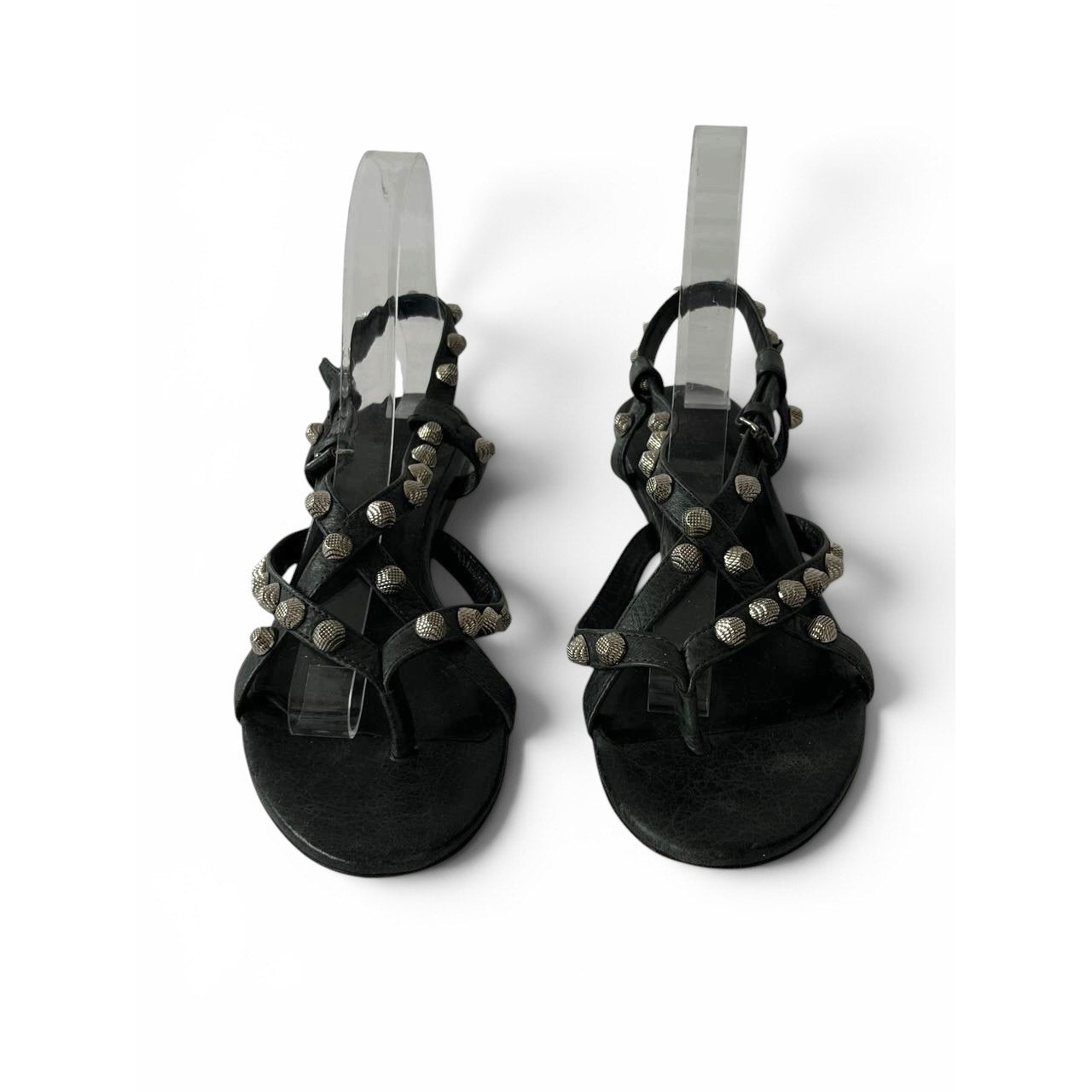 Balenciaga Studded Gladiator Leather Black Sandals