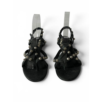 Balenciaga Studded Gladiator Leather Black Sandals