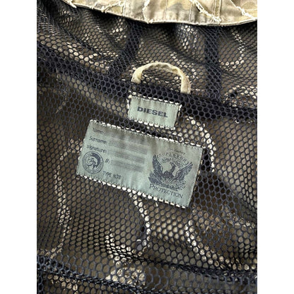 2010 Diesel Khaki Jacket Nylon J-Laser Cut Distressed