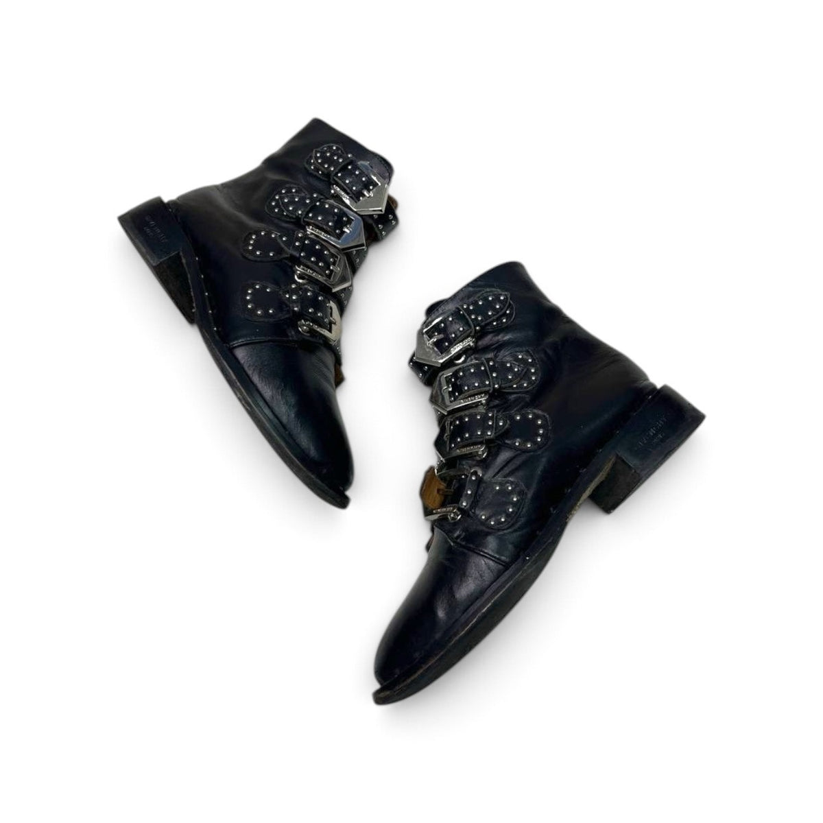 Givenchy Leather Studded Multi-Buckle Ankle Boots