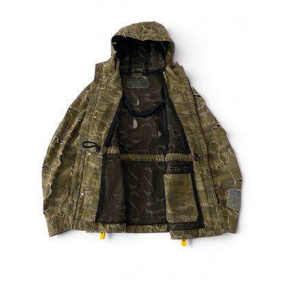 2010 Diesel Khaki Jacket Nylon J-Laser Cut Distressed