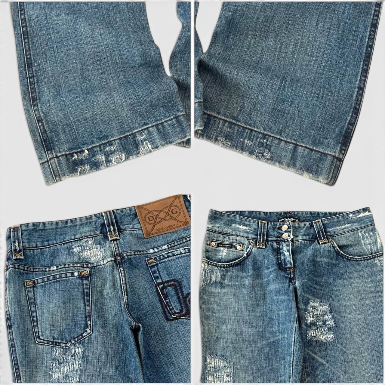 Dolce & Gabbana Distressed Wide Leg Denim Jeans