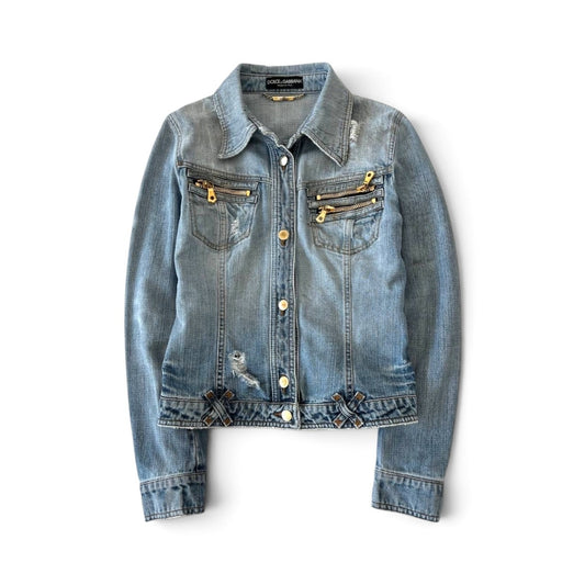 Dolce & Gabbana Denim Jacket Light Wash Distressed