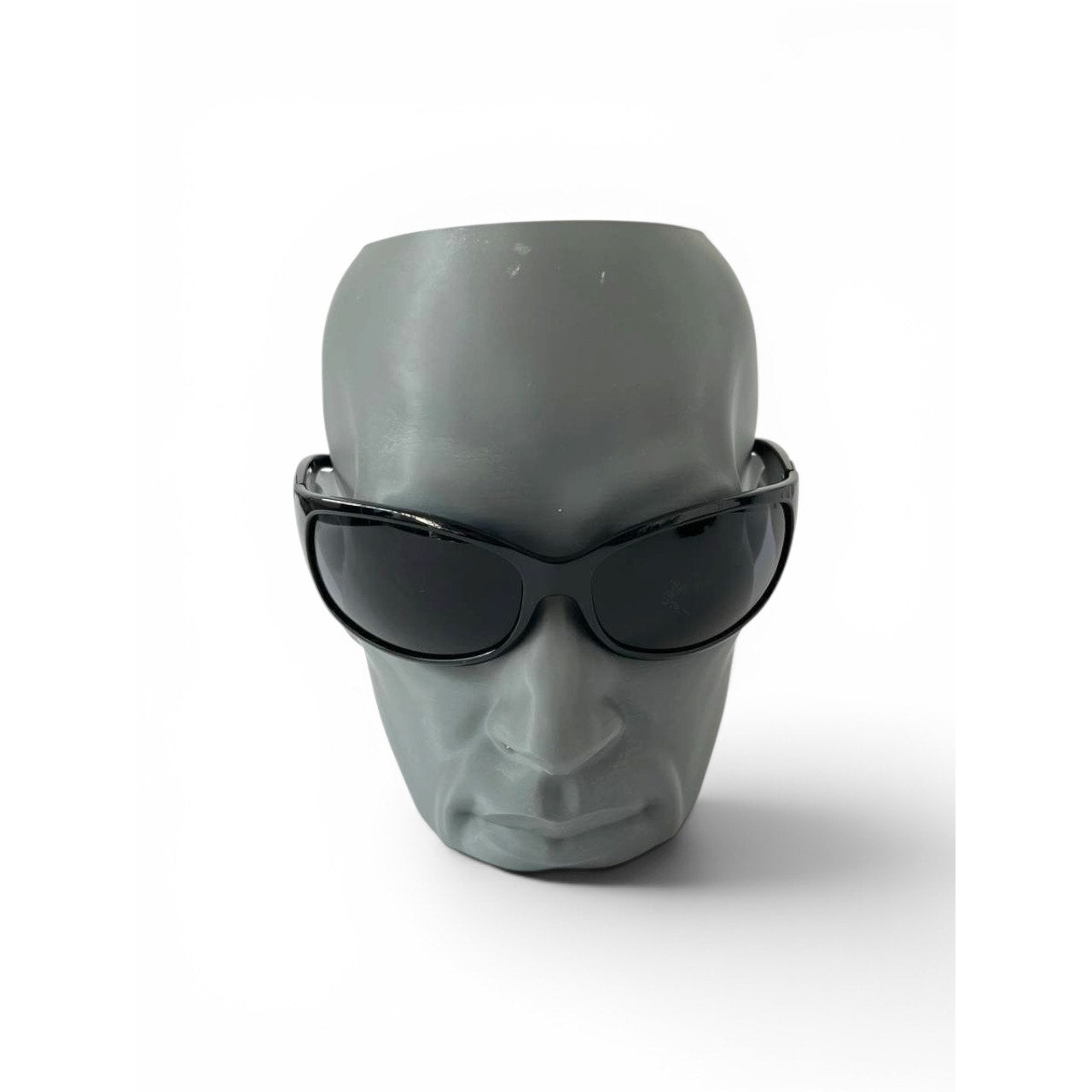 Prada Flame Wraparound Black Silver Sunglasses