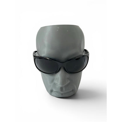 Prada Flame Wraparound Black Silver Sunglasses