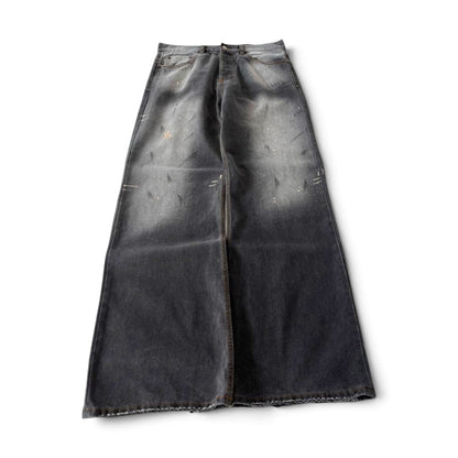 Acne Studios Wide Leg Grey Black Washed Denim Jeans