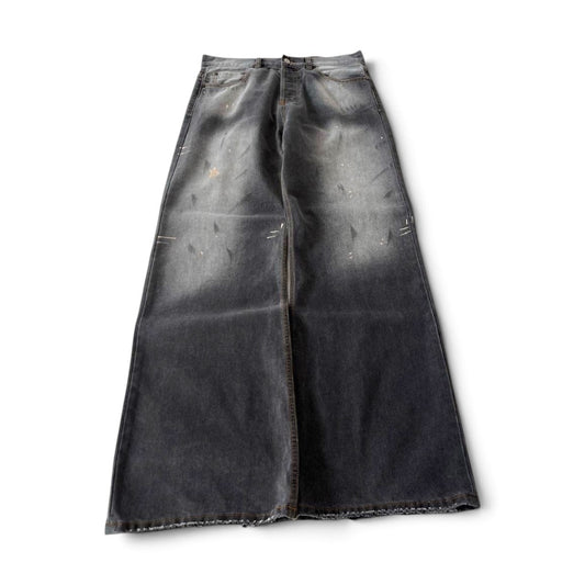 Acne Studios Wide Leg Grey Black Washed Denim Jeans