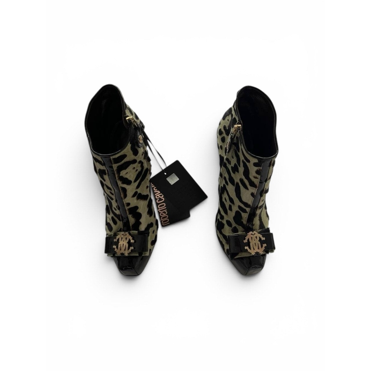 Roberto Cavalli Leopard Pony Hair Platform Ankle Boots