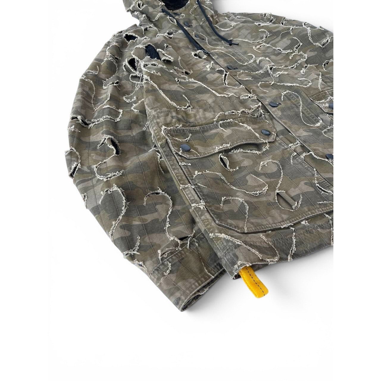 2010 Diesel Khaki Jacket Nylon J-Laser Cut Distressed