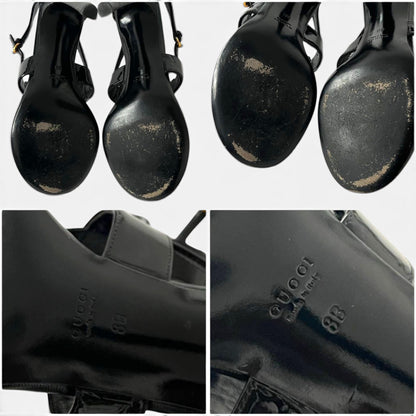 Gucci SS 2008 Black Patent Leather Thong Heels