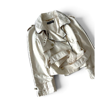 Dolce & Gabbana Cropped Silk Blend Trench Jacket Ivory