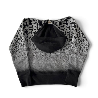 Diesel All-Over Logo Zip Black & Grey Hoodie