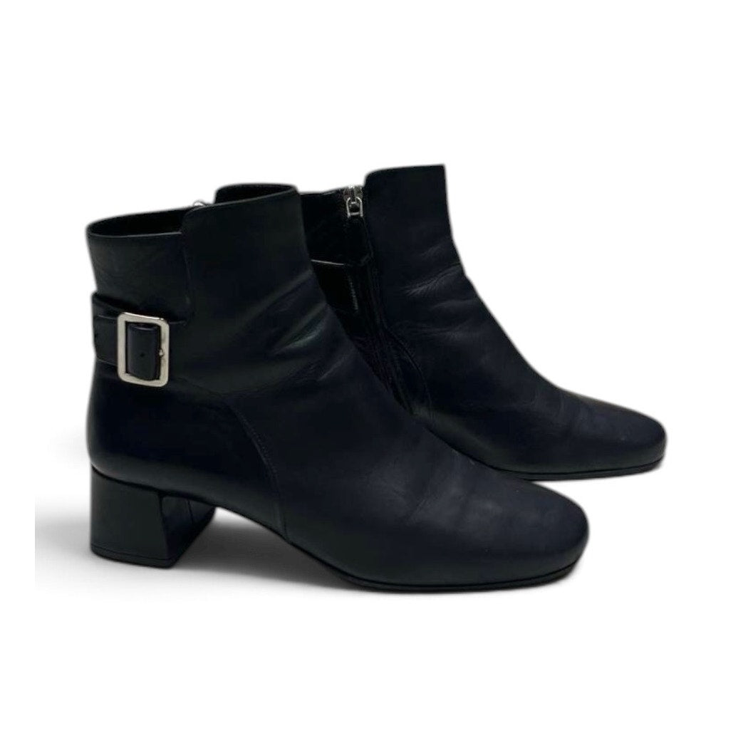 Prada Leather Buckle Ankle Boots