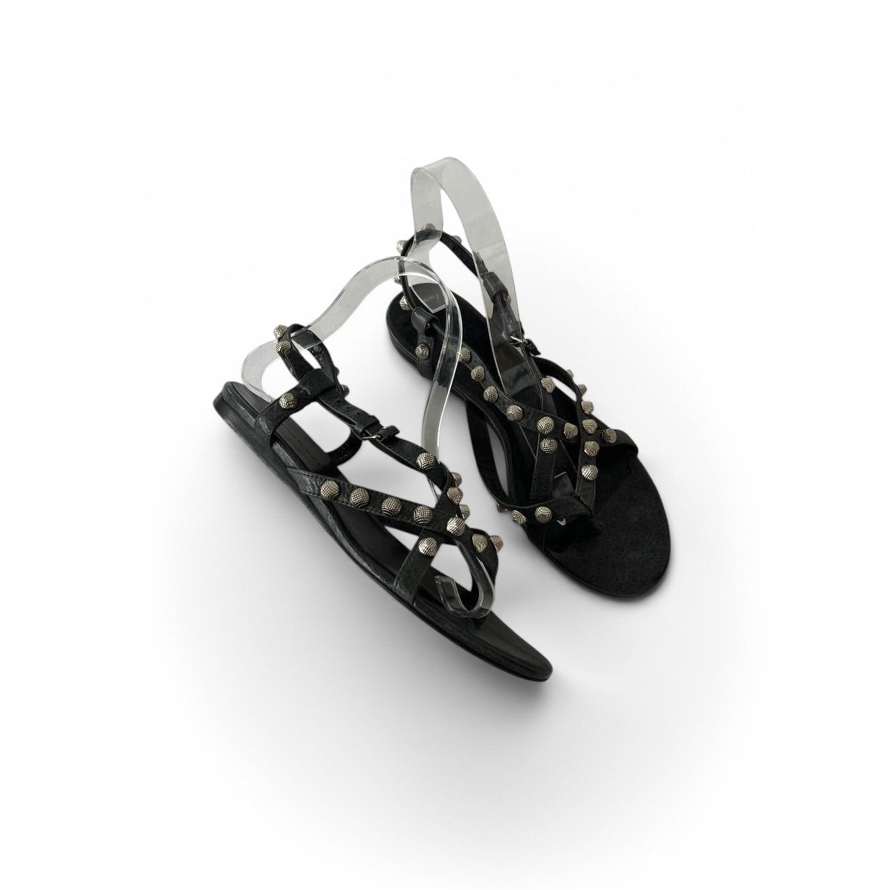 Balenciaga Studded Gladiator Leather Black Sandals