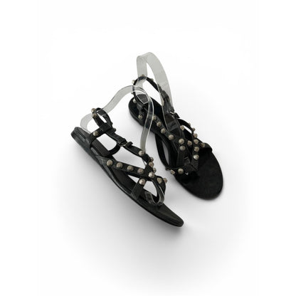 Balenciaga Studded Gladiator Leather Black Sandals