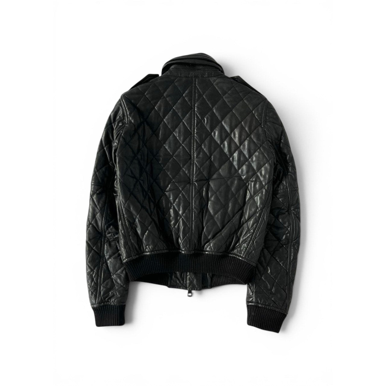 Burberry Black Quilted Leather Bomber Jacket