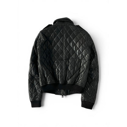 Burberry Black Quilted Leather Bomber Jacket