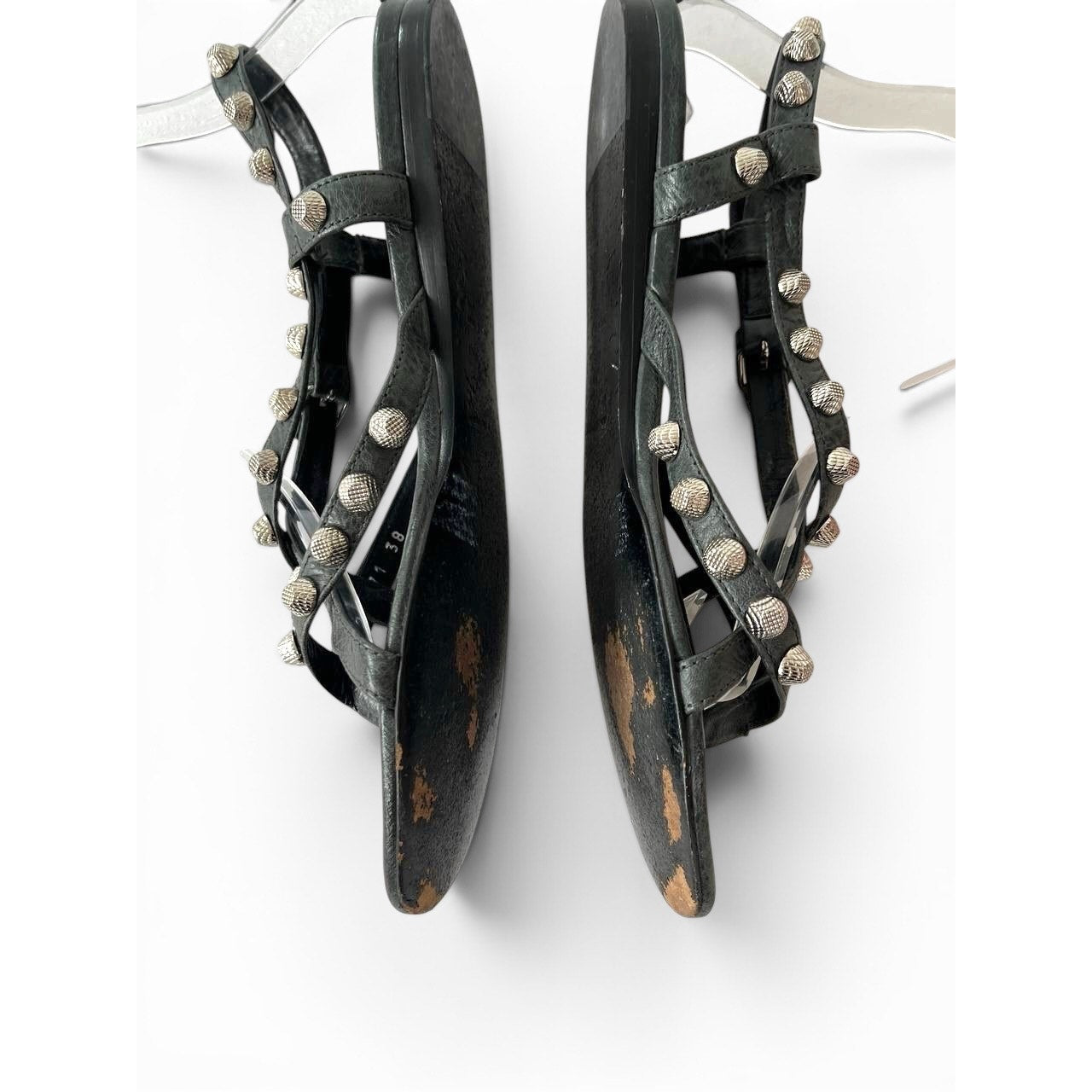 Balenciaga Studded Gladiator Leather Black Sandals